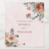 Elegant im Herbst Rosa Töne Hochzeit Weinetikett (Einzelnes Label)