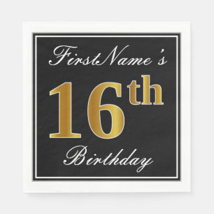 Elegant, Imitat-Gold16. Geburtstag + Individueller Serviette