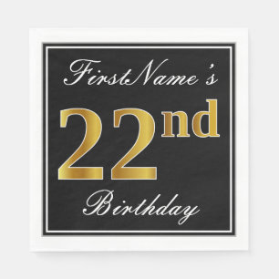 Elegant, Imitat-Gold22. Geburtstag + Individueller Serviette