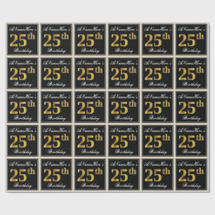 Elegant, Imitat-Gold25. Geburtstag + Individueller Geschenkpapier