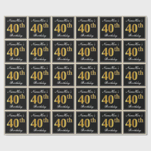 Elegant, Imitat-Gold40. Geburtstag + Individueller Geschenkpapier