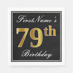 Elegant, Imitat-Gold79. Geburtstag + Individueller Serviette