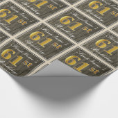 Elegant, Imitat Holz, Imitate Gold 61. Geburtstag  Geschenkpapier (Ecke)