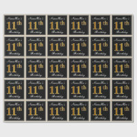 Elegant, Imitate Gold 11. Geburtstag + Individuell