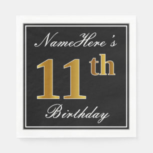 Elegant, Imitate Gold 11. Geburtstag + Individuell Serviette
