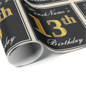Elegant, Imitate Gold 13. Geburtstag + Individuell Geschenkpapier (Rolleneckpunkt)