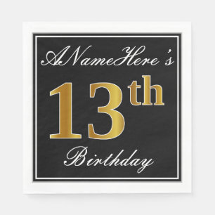 Elegant, Imitate Gold 13. Geburtstag + Individuell Serviette