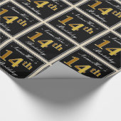 Elegant, Imitate Gold 14. Geburtstag + Individuell Geschenkpapier (Ecke)