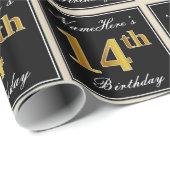 Elegant, Imitate Gold 14. Geburtstag + Individuell Geschenkpapier (Rolleneckpunkt)