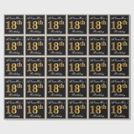 Elegant, Imitate Gold 18. Geburtstag + Individuell Geschenkpapier (Flach)