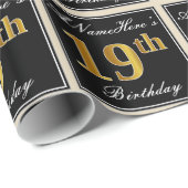 Elegant, Imitate Gold 19. Geburtstag + Individuell Geschenkpapier (Rolleneckpunkt)