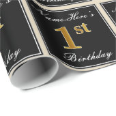 Elegant, Imitate Gold 1. Geburtstag + Individuelle Geschenkpapier (Rolleneckpunkt)