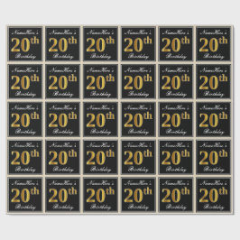 Elegant, Imitate Gold 20. Geburtstag + Individuell Geschenkpapier
