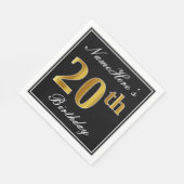 Elegant, Imitate Gold 20. Geburtstag + Individuell Serviette (Ecke)