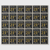 Elegant, Imitate Gold 21. Geburtstag + Individuell Geschenkpapier (Flach)