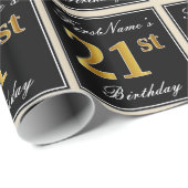 Elegant, Imitate Gold 21. Geburtstag + Individuell Geschenkpapier (Rolleneckpunkt)