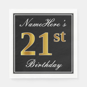 Elegant, Imitate Gold 21. Geburtstag + Individuell Serviette