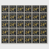 Elegant, Imitate Gold 24. Geburtstag + Individuell Geschenkpapier (Flach)