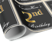 Elegant, Imitate Gold 2. Geburtstag + Individuelle Geschenkpapier (Rolleneckpunkt)