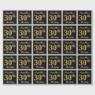 Elegant, Imitate Gold 30. Geburtstag + Individuell Geschenkpapier