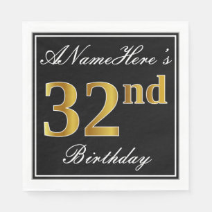 Elegant, Imitate Gold 32. Geburtstag + Individuell Serviette