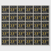Elegant, Imitate Gold 33. Geburtstag + Individuell Geschenkpapier (Flach)