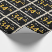 Elegant, Imitate Gold 34. Geburtstag + Individuell Geschenkpapier (Ecke)