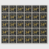 Elegant, Imitate Gold 34. Geburtstag + Individuell Geschenkpapier (Flach)