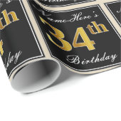 Elegant, Imitate Gold 34. Geburtstag + Individuell Geschenkpapier (Rolleneckpunkt)