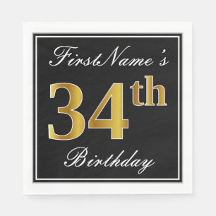 Elegant, Imitate Gold 34. Geburtstag + Individuell Serviette