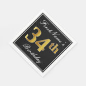 Elegant, Imitate Gold 34. Geburtstag + Individuell Serviette (Ecke)