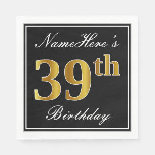 Elegant, Imitate Gold 39. Geburtstag + Individuell Serviette