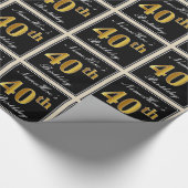 Elegant, Imitate Gold 40. Geburtstag + Individuell Geschenkpapier (Ecke)