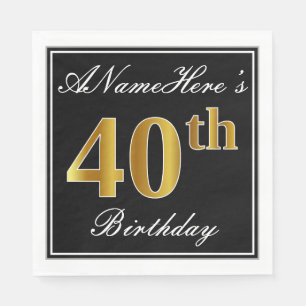 Elegant, Imitate Gold 40. Geburtstag + Individuell Serviette