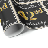 Elegant, Imitate Gold 42. Geburtstag + Individuell Geschenkpapier (Rolleneckpunkt)
