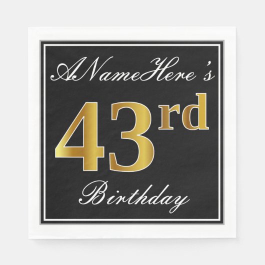 Elegant, Imitate Gold 43. Geburtstag + Individuell Serviette (Vorderseite)