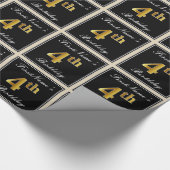 Elegant, Imitate Gold 4. Geburtstag + Individuelle Geschenkpapier (Ecke)