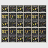 Elegant, Imitate Gold 53. Geburtstag + Individuell Geschenkpapier (Flach)