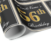 Elegant, Imitate Gold 56. Geburtstag + Individuell Geschenkpapier (Rolleneckpunkt)