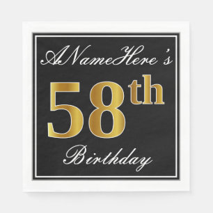 Elegant, Imitate Gold 58. Geburtstag + Individuell Serviette