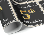 Elegant, Imitate Gold 5. Geburtstag + Individuelle Geschenkpapier (Rolleneckpunkt)