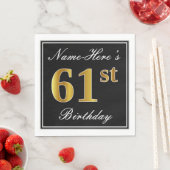 Elegant, Imitate Gold 61. Geburtstag + Individuell Serviette (Beispiel)