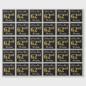 Elegant, Imitate Gold 62. Geburtstag + Individuell Geschenkpapier (Flach)
