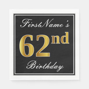 Elegant, Imitate Gold 62. Geburtstag + Individuell Serviette