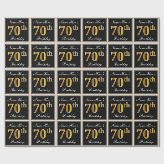 Elegant, Imitate Gold 70. Geburtstag + Individuell Geschenkpapier (Flach)