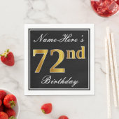 Elegant, Imitate Gold 72. Geburtstag + Individuell Serviette (Beispiel)