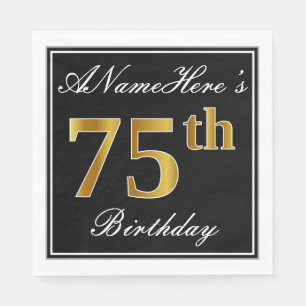 Elegant, Imitate Gold 75. Geburtstag + Individuell Serviette