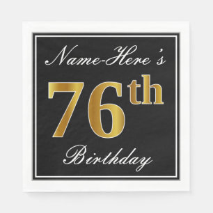 Elegant, Imitate Gold 76. Geburtstag + Individuell Serviette