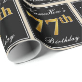 Elegant, Imitate Gold 77. Geburtstag + Individuell Geschenkpapier (Rolleneckpunkt)