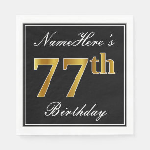 Elegant, Imitate Gold 77. Geburtstag + Individuell Serviette